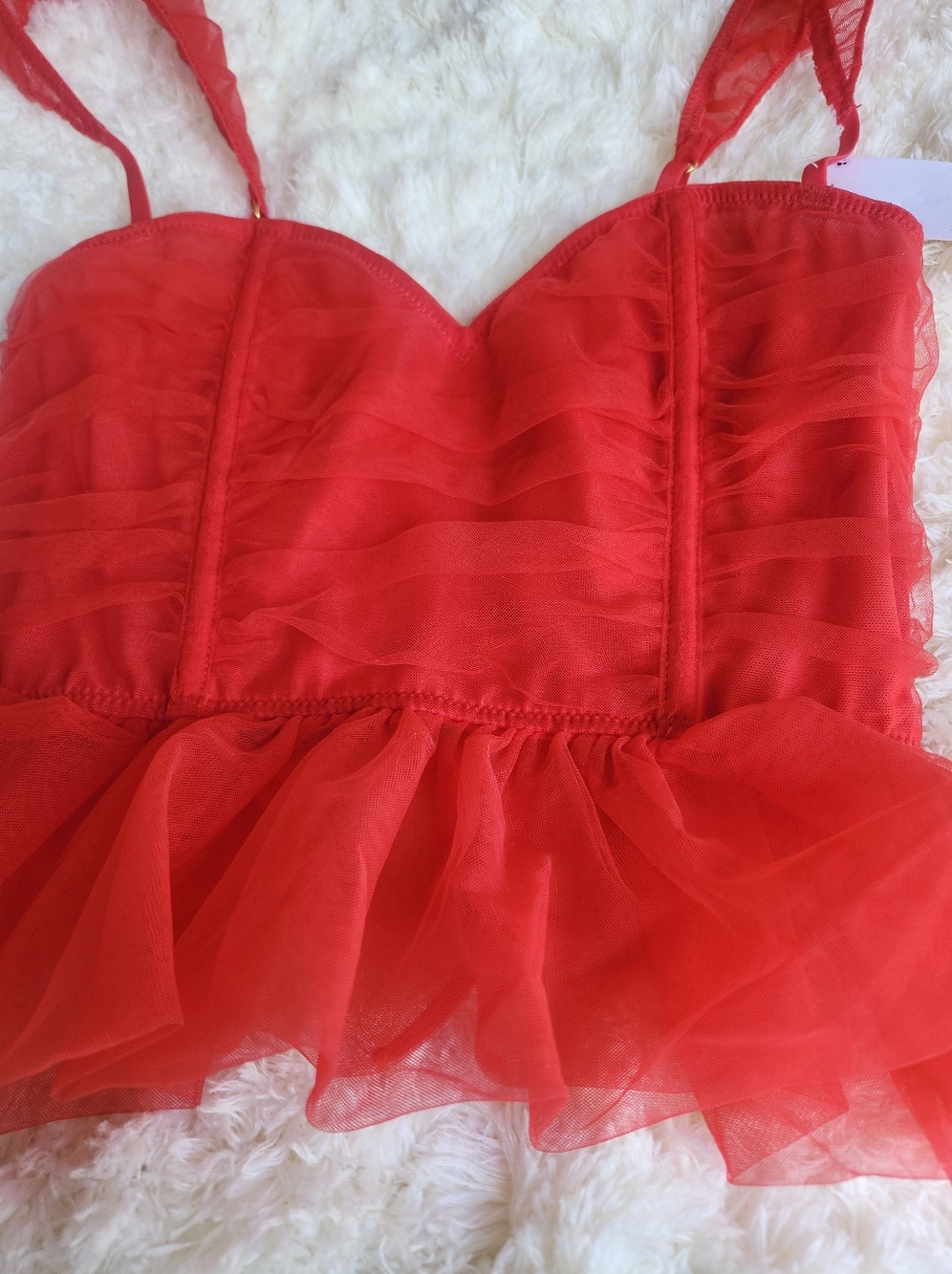Urban Outfitters Bright Red Mesh Bustier Top
